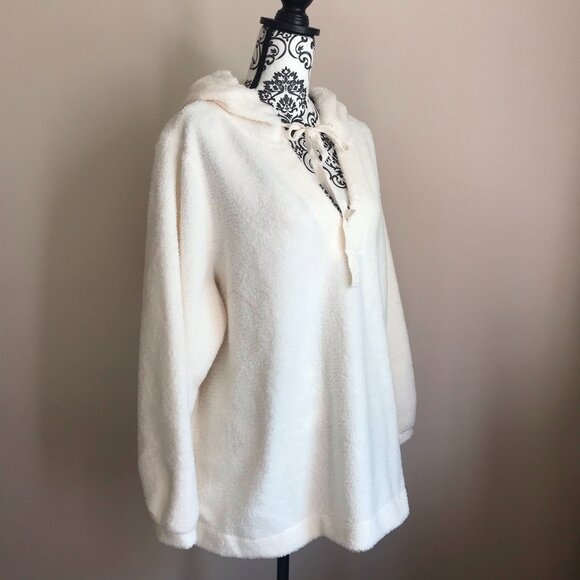 Ann Taylor LOFT Plus Sherpa Hoodie - Size 16/18 Plus - Whisper White - Picture 6 of 11